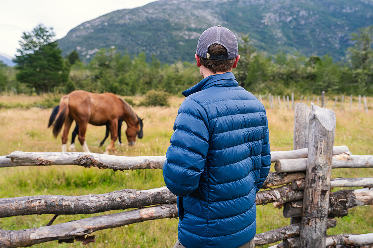 REI Co-op 650 Down Jacket (looking out at mountains)